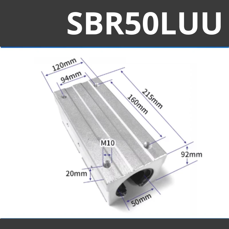 Con trượt tròn có đế thân dài SBR50LUU (Bi trượt tròn có đế) - Ảnh 2