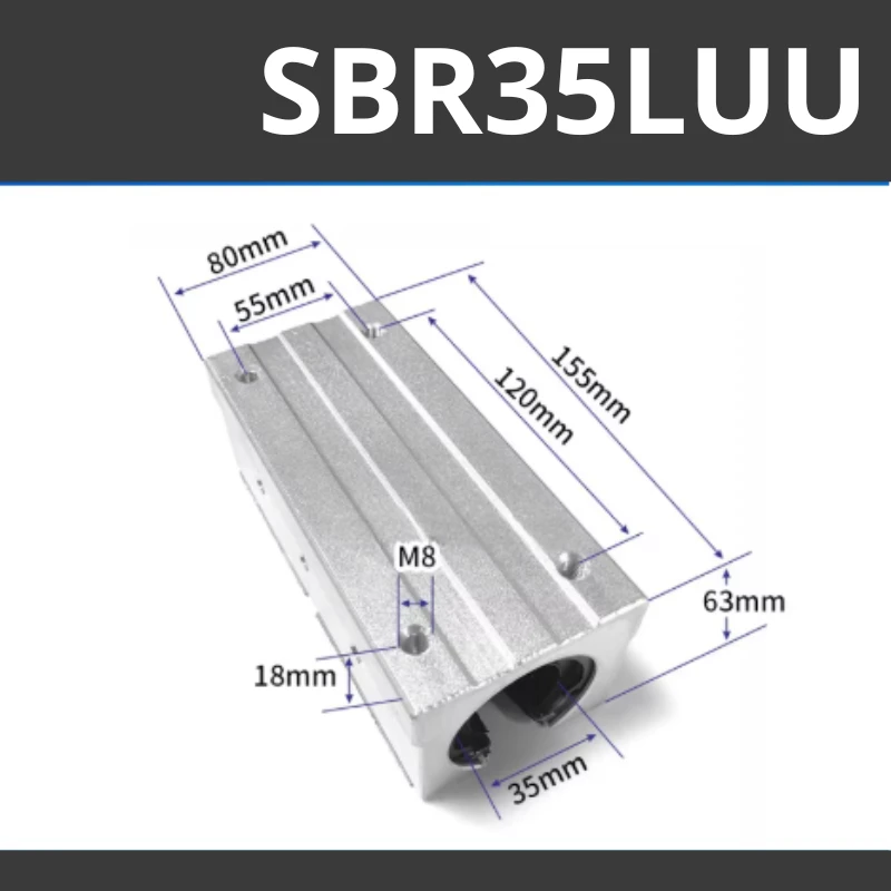 Con trượt tròn có đế thân dài SBR35LUU (Bi trượt tròn có đế) - Ảnh 2