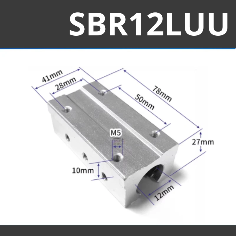 Con trượt tròn có đế thân dài SBR12LUU (Bi trượt tròn có đế) - Ảnh 2