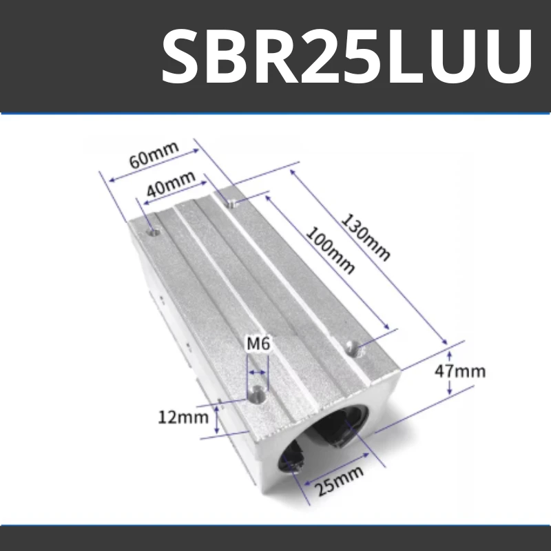 Con trượt tròn có đế thân dài SBR25LUU (Bi trượt tròn có đế) - Ảnh 2