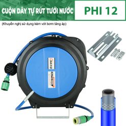 Cuộn dây rulo tự rút tưới nước phi 12 kích thước 10 - 15 - 22m