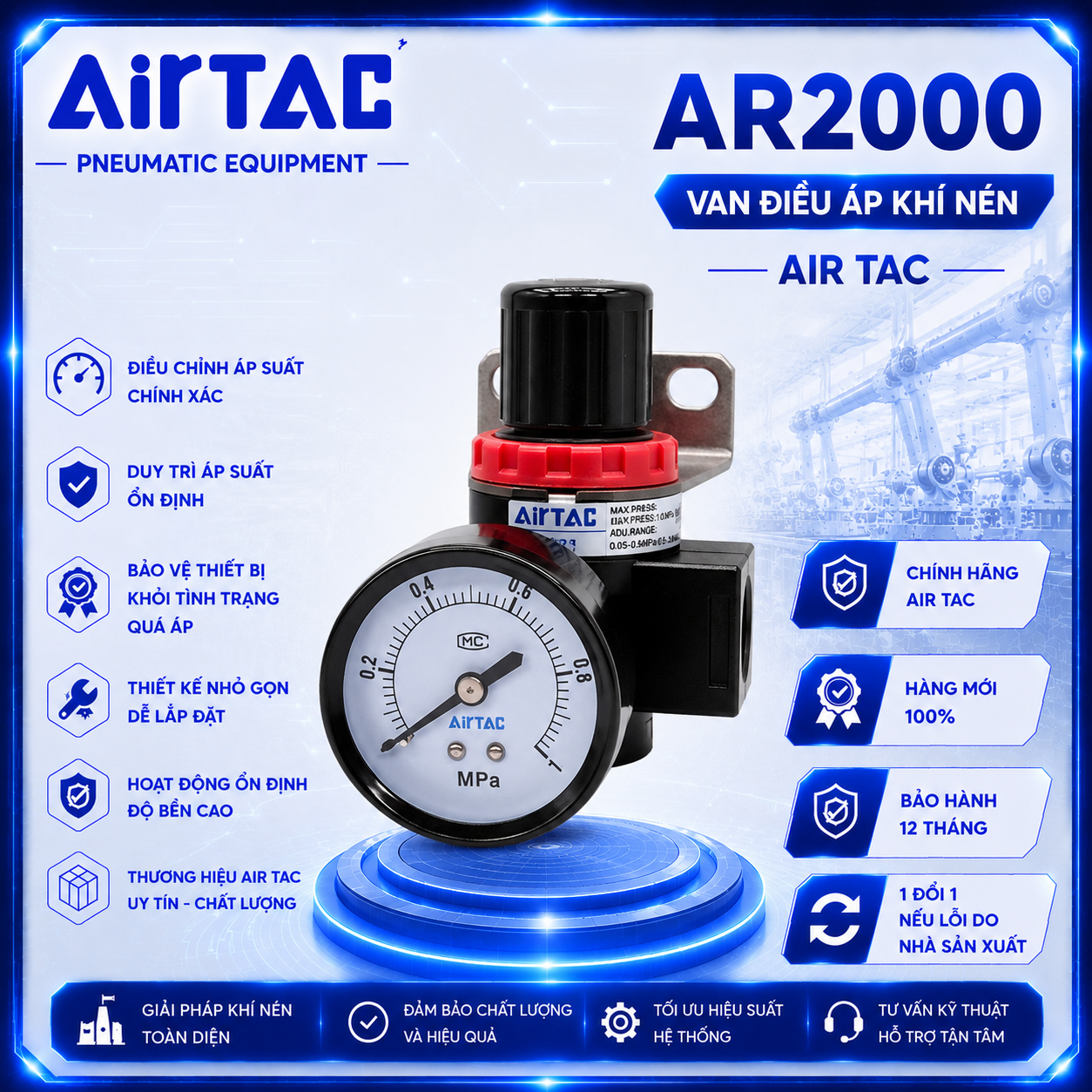 Van Điều Áp Khí Nén AirTAC AR2000