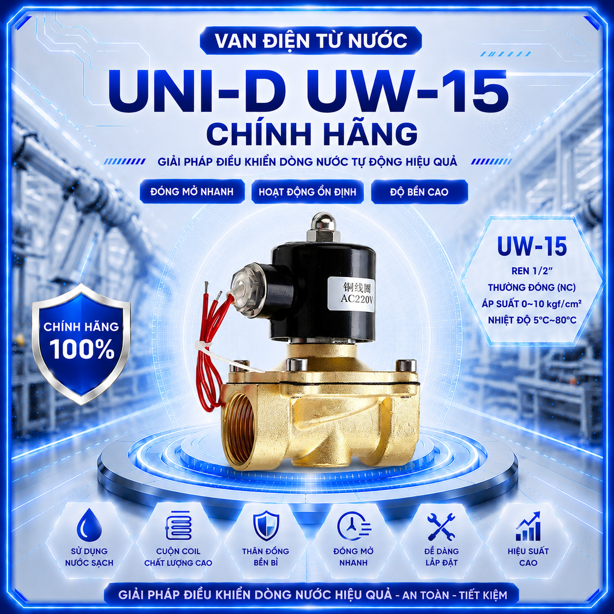 Van Điện Từ Nước Uni-D UW-15 Chính Hãng