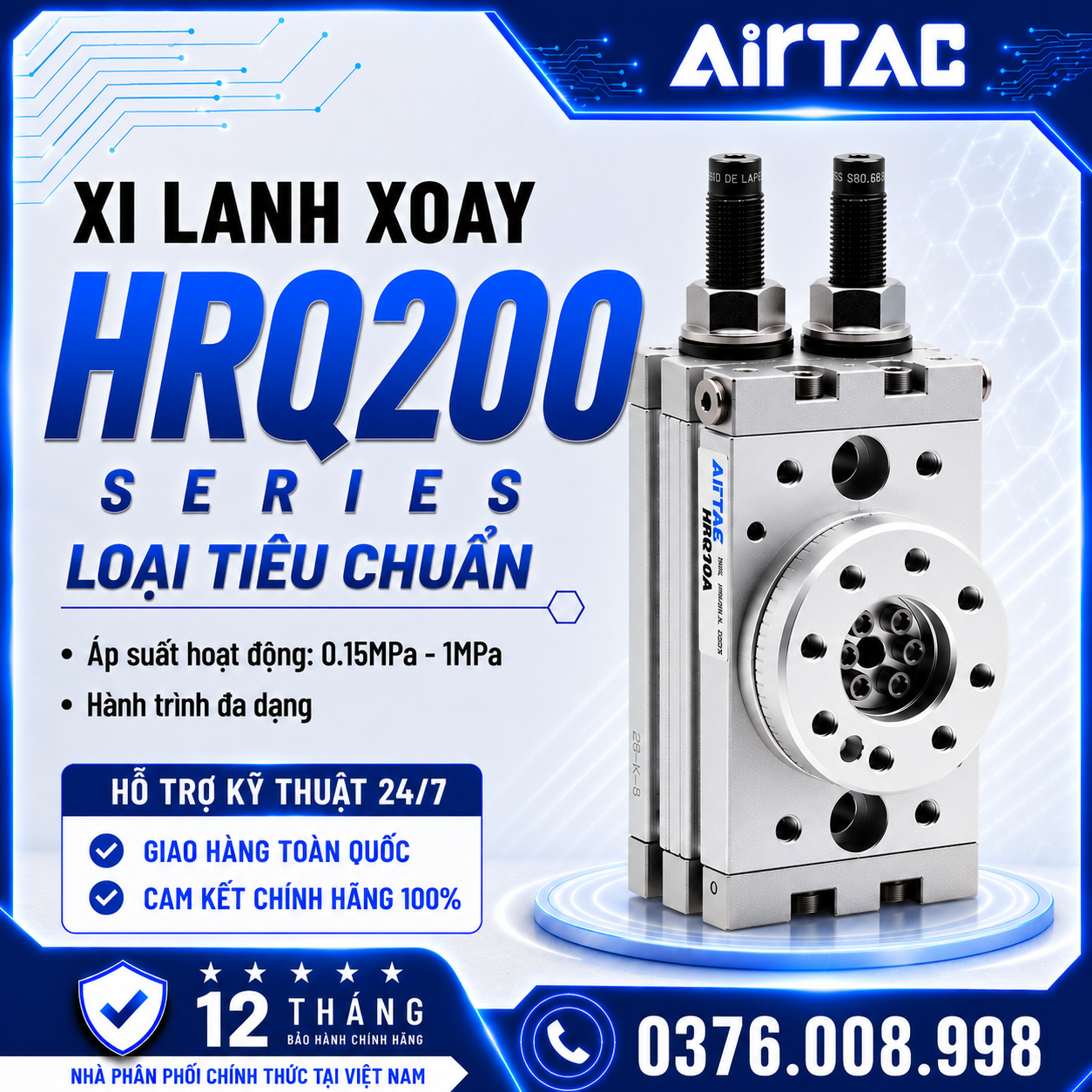 Xi Lanh Xoay HRQ200 Series Chính Hãng