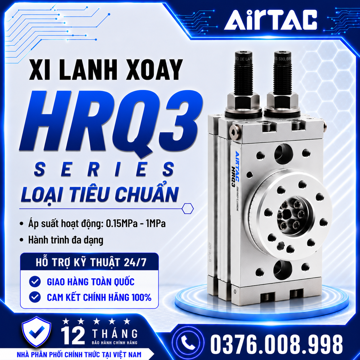 Xi Lanh Xoay HRQ3 Series Chính Hãng