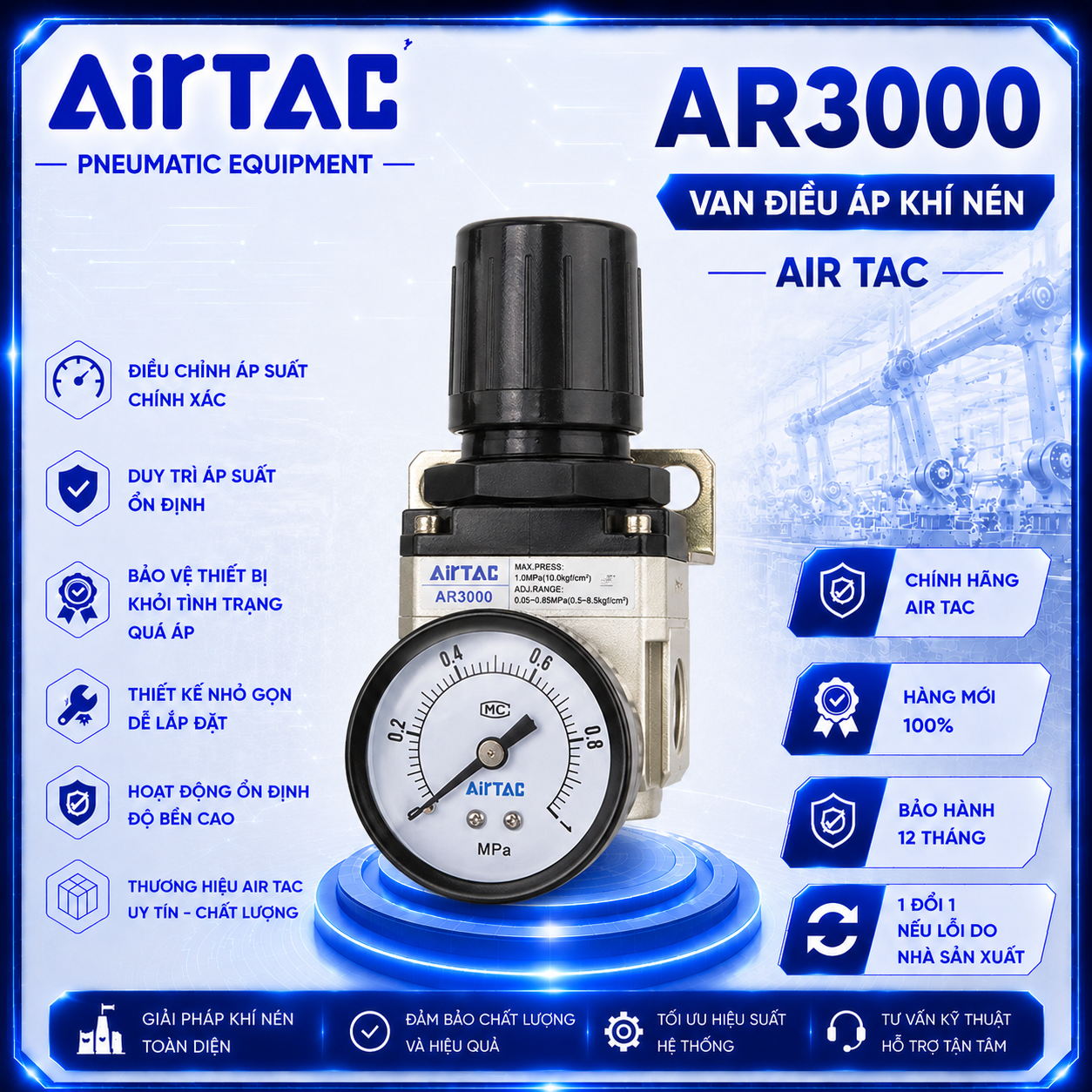 Van Điều Áp Khí Nén AirTAC AR3000