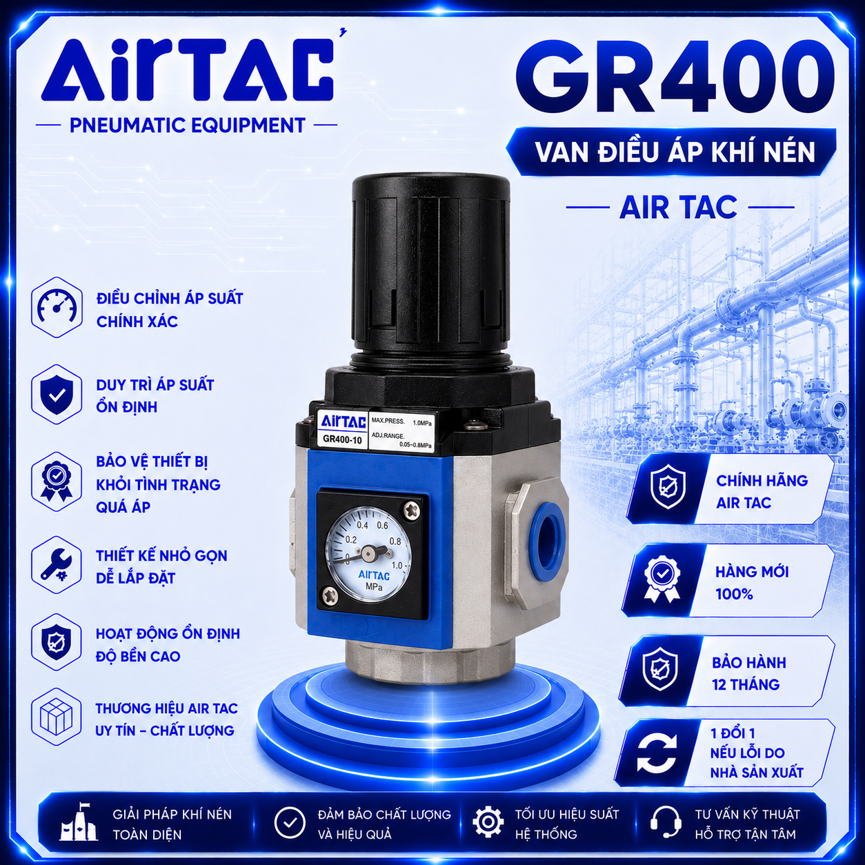Van Điều Áp Khí Nén AirTAC GR400