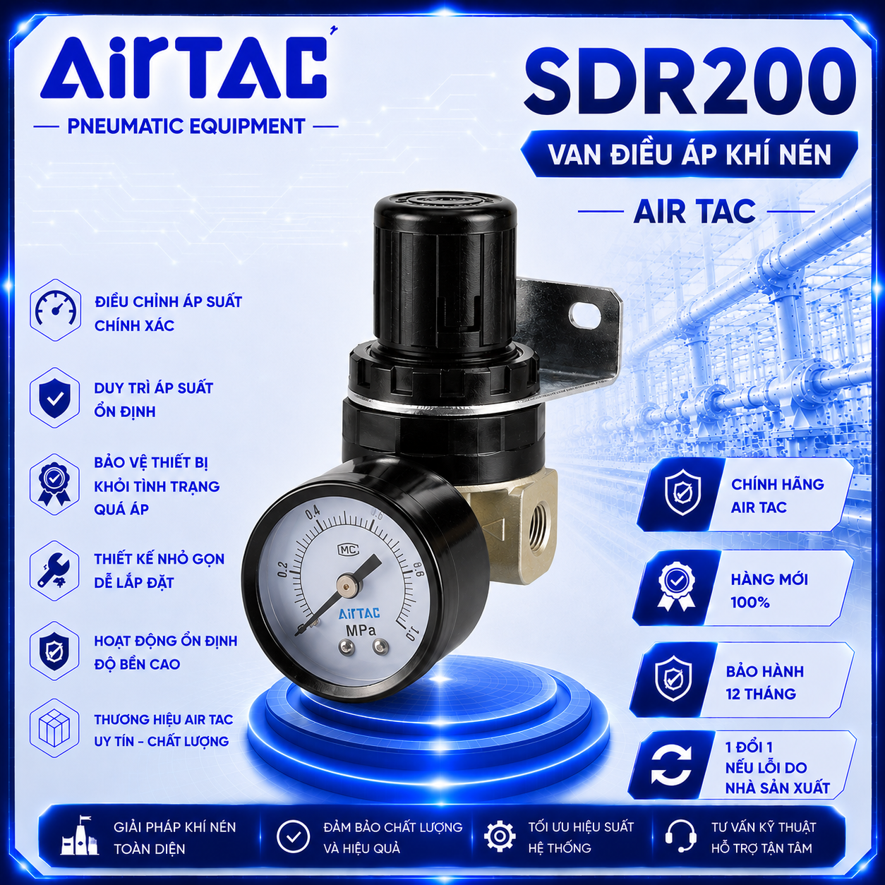 Van Điều Áp Khí Nén AirTAC SDR200