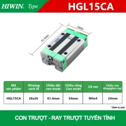 Con trượt vuông Hiwin HGL15CA