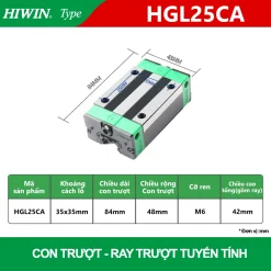 Con trượt vuông Hiwin HGL25CA