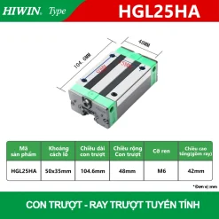 Con trượt vuông Hiwin HGL25HA