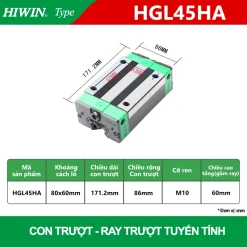 Con trượt vuông Hiwin HGL45HA