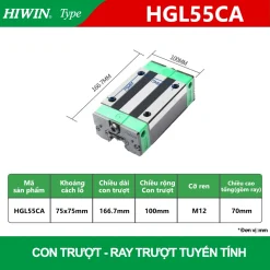 Con trượt vuông Hiwin HGL55CA