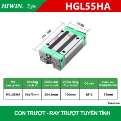 Con trượt vuông Hiwin HGL55HA