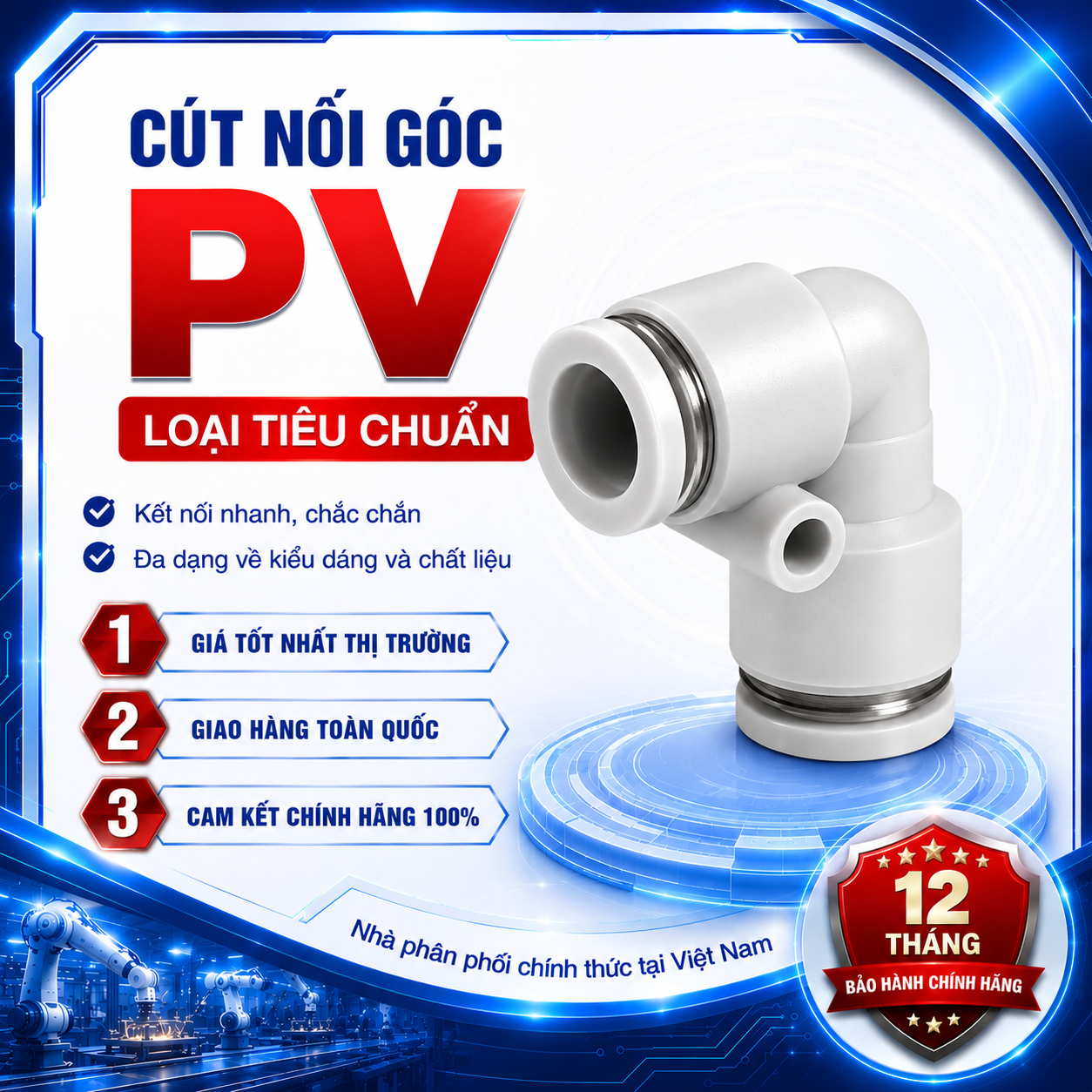 Cút Nối Góc PV10 Airtac